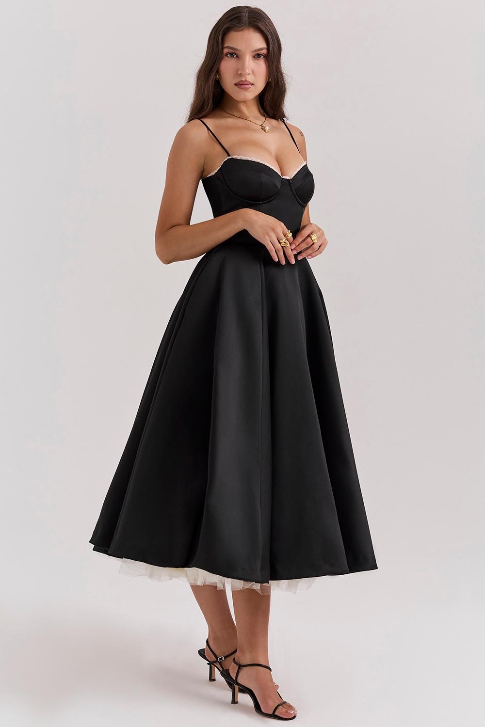 Mademoiselle  black tulle midi dress Product Image