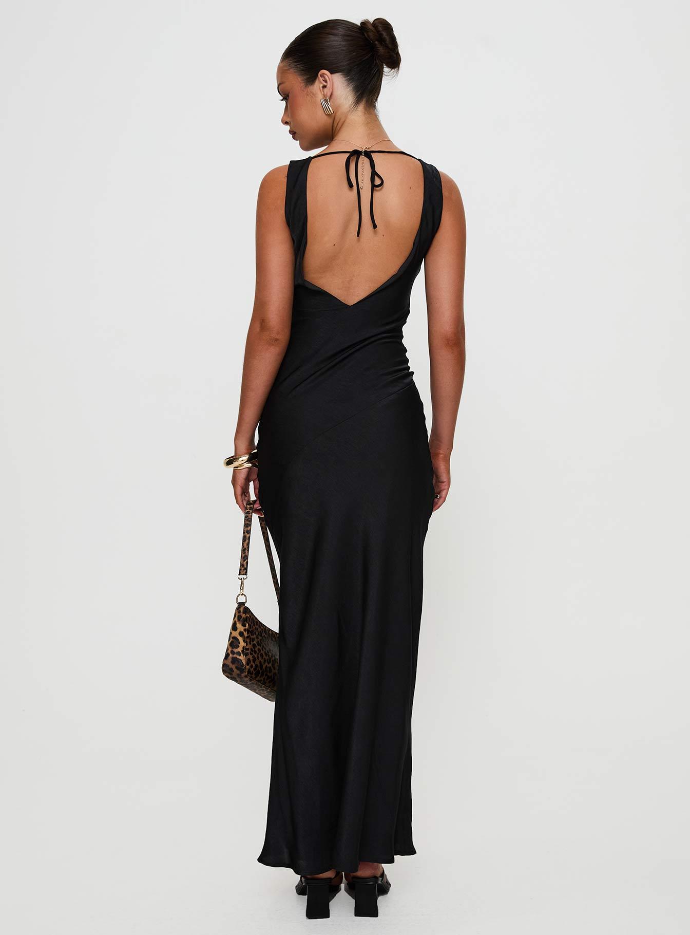 Make Memories Cowl Neck Maxi Dress Black Product Image
