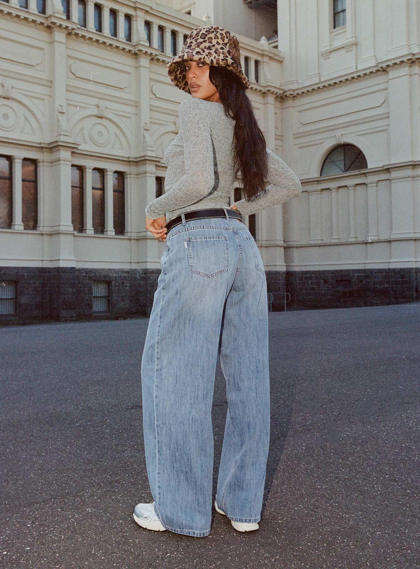 Moonshine Wide Leg Jeans Mid Wash Product Image