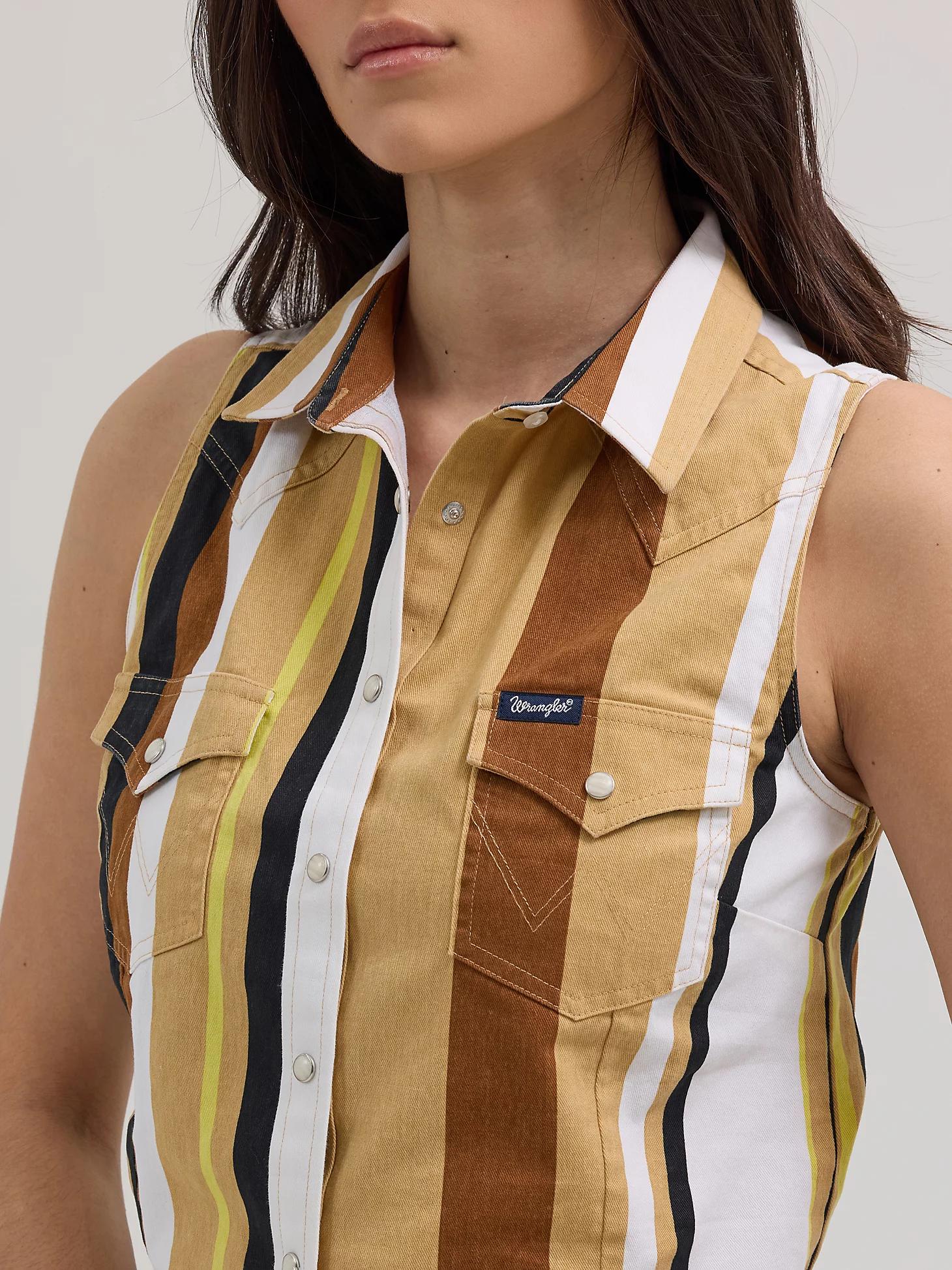 Women's Wrangler Brushpopper Stripe Slim Crop Snap Tank | Women's TOPS | Wrangler® Product Image