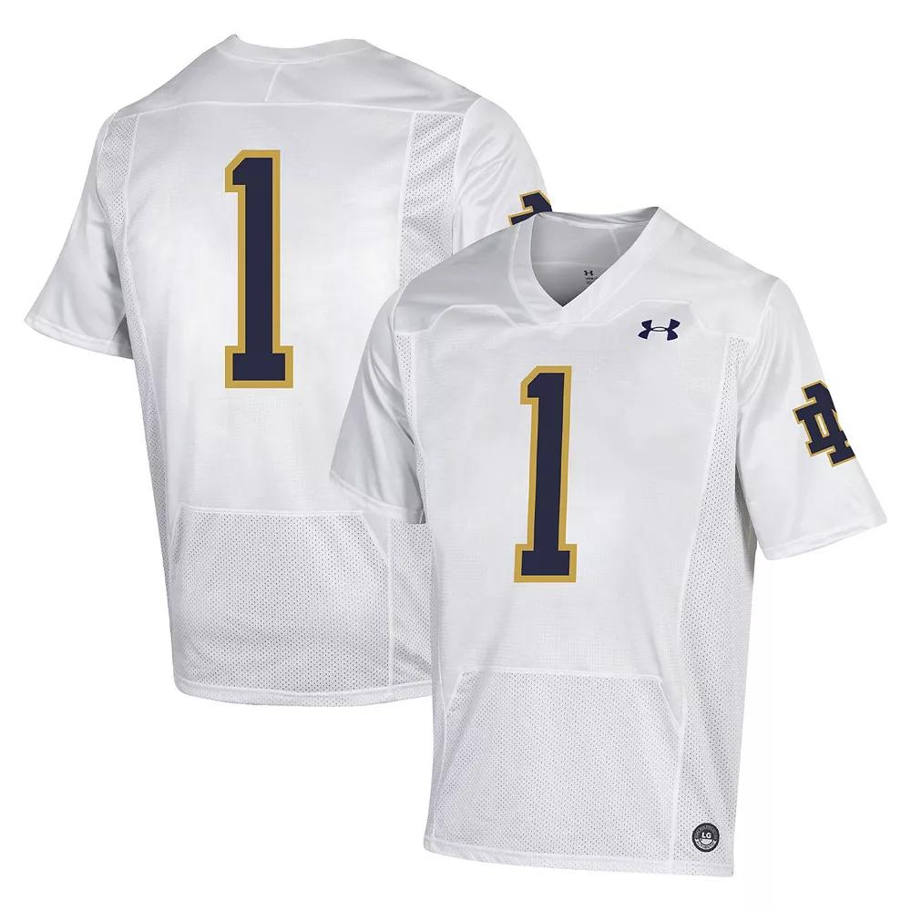 Men's Under Armour #1 White Notre Dame Fighting Irish Premiere Football Jersey,  Product Image