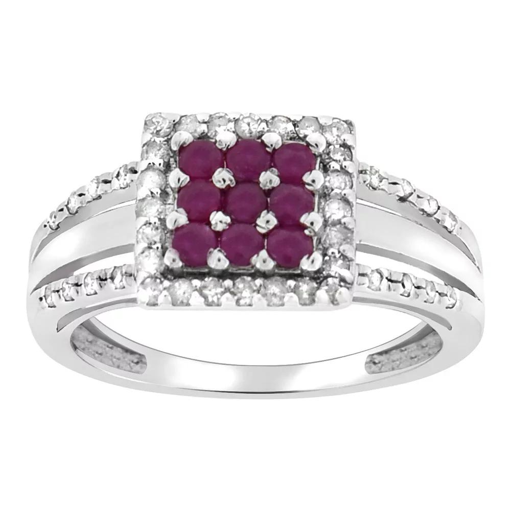 10k White Gold Ruby & Diamond Ring, Women's, Size: 7, 10k Gold Product Image