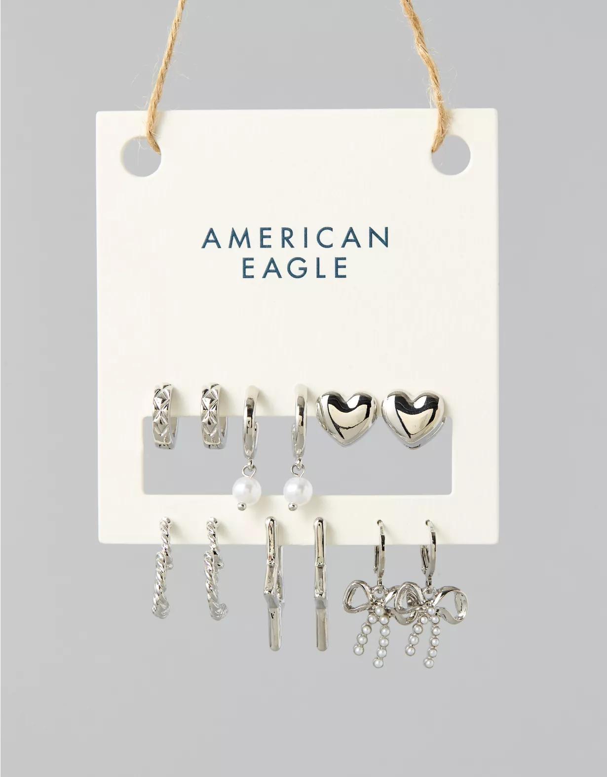 AEO Silver Heart & Star Earrings 6-Pack Product Image