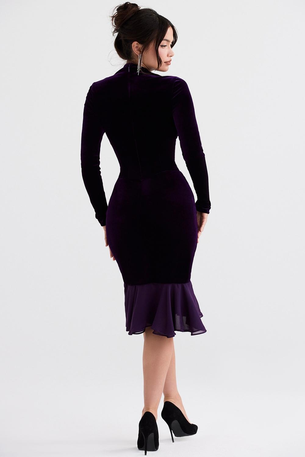 Dahna  dark purple velvet corset dress Product Image