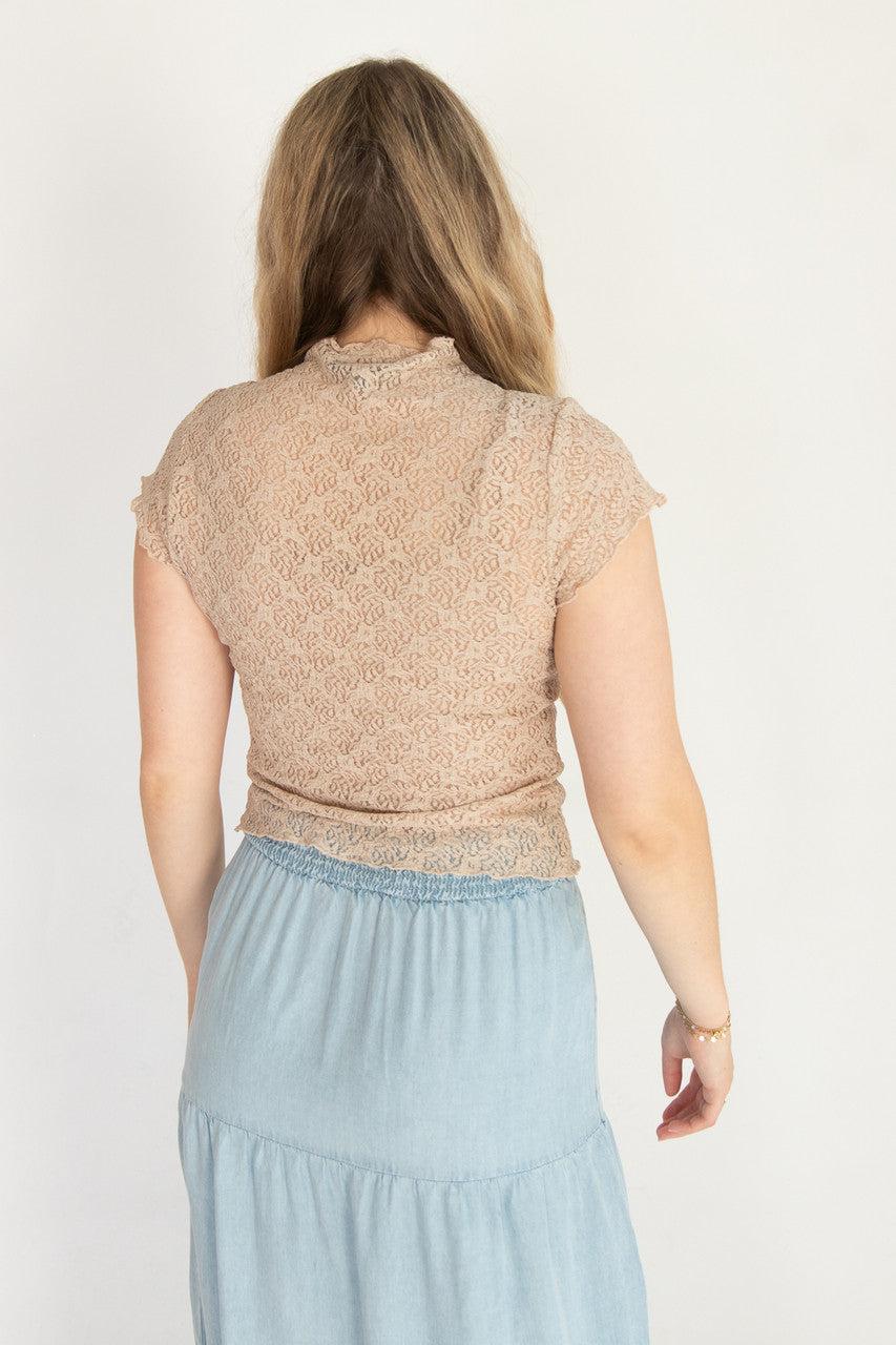 Mock Neck Lace Tee Product Image
