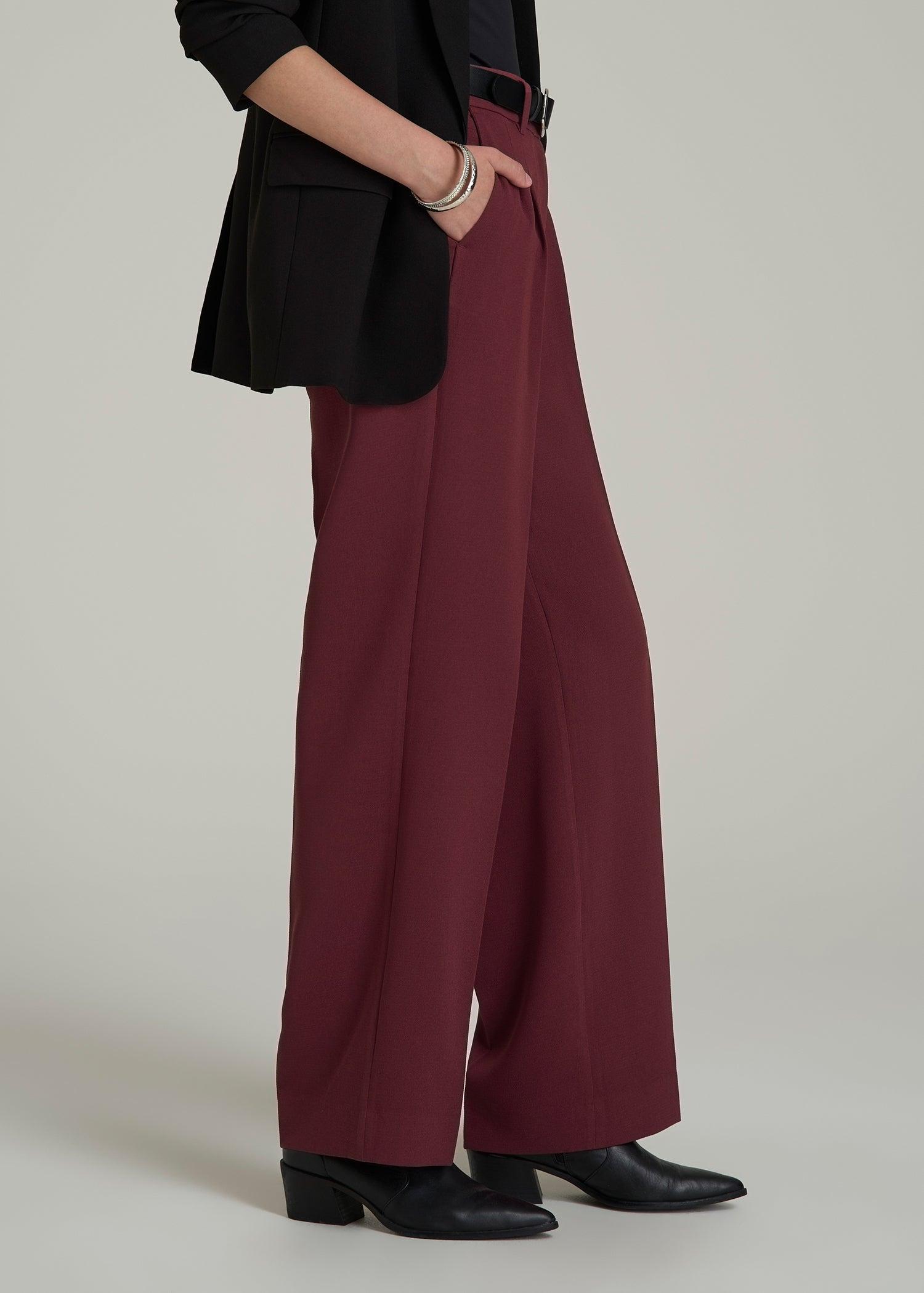 Wide Leg Pleated Dress Pants 2.0 for Tall Women in Tawny Port Female Product Image