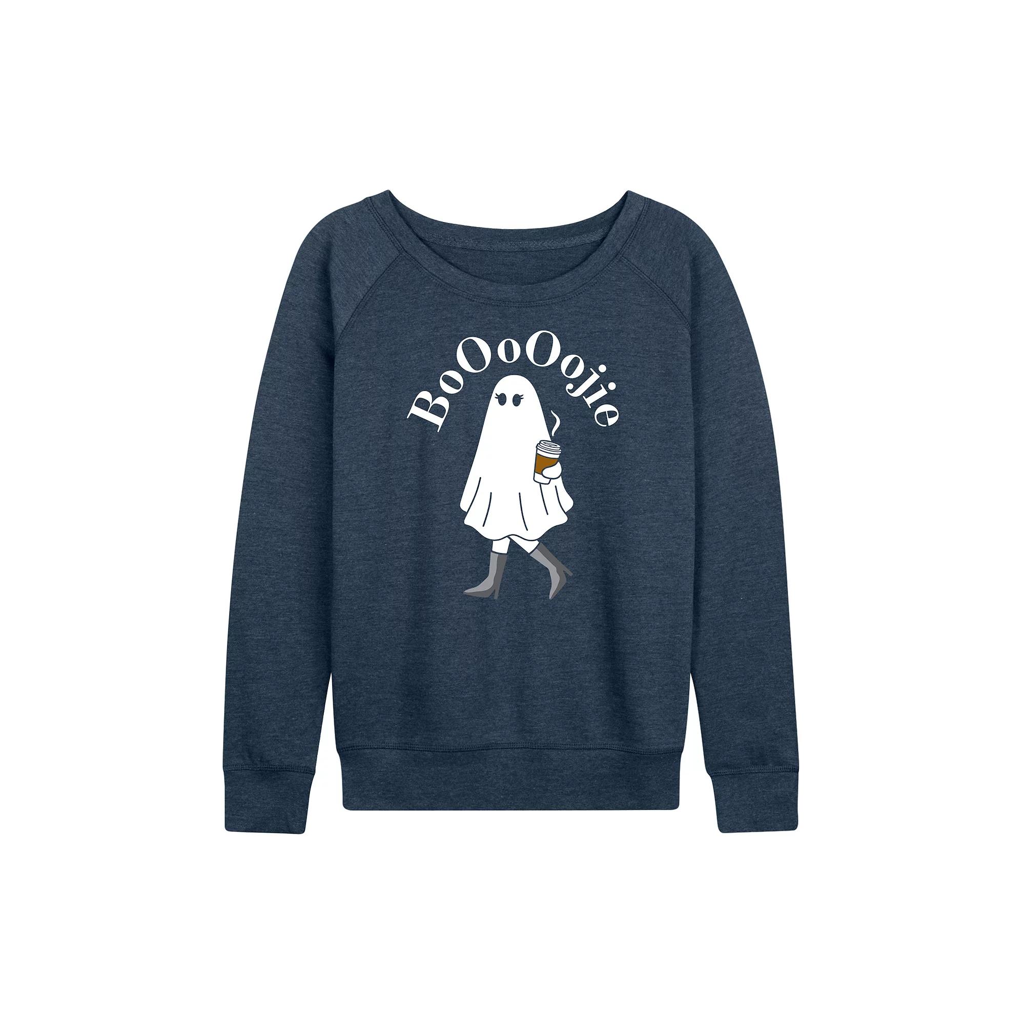 Women's Boojie Ghost Halloween French Terry Long Sleeve Tee,  Product Image