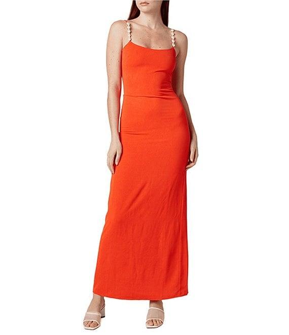 La Porte Melrose Crepe Pearl Detail Swim Cover-Up Maxi Dress Product Image