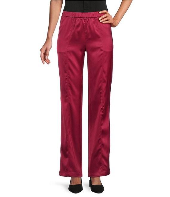 MISOOK Nora Crepe De Chine Elastic Waist Straight Leg Pants Product Image