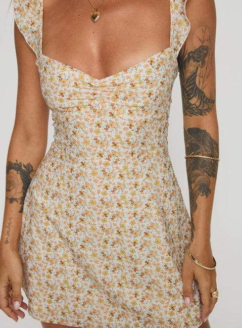 Landon Mini Dress Yellow Floral Product Image