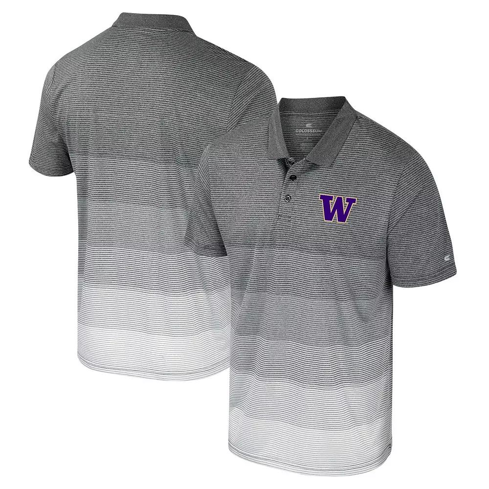 Men's Colosseum Gray Washington Huskies Striped Mesh Polo, Size: Medium, Grey Product Image