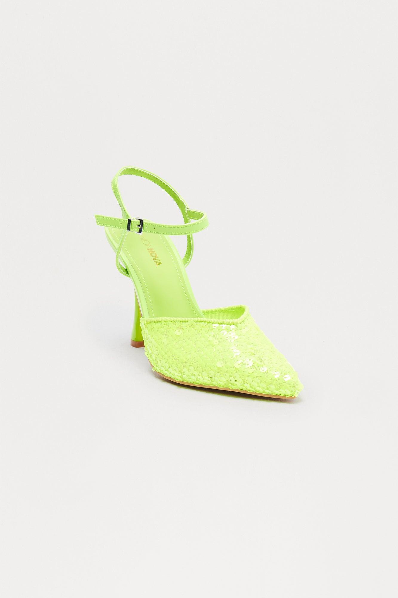 Glitz Sequin Pumps - Lime Female Product Image