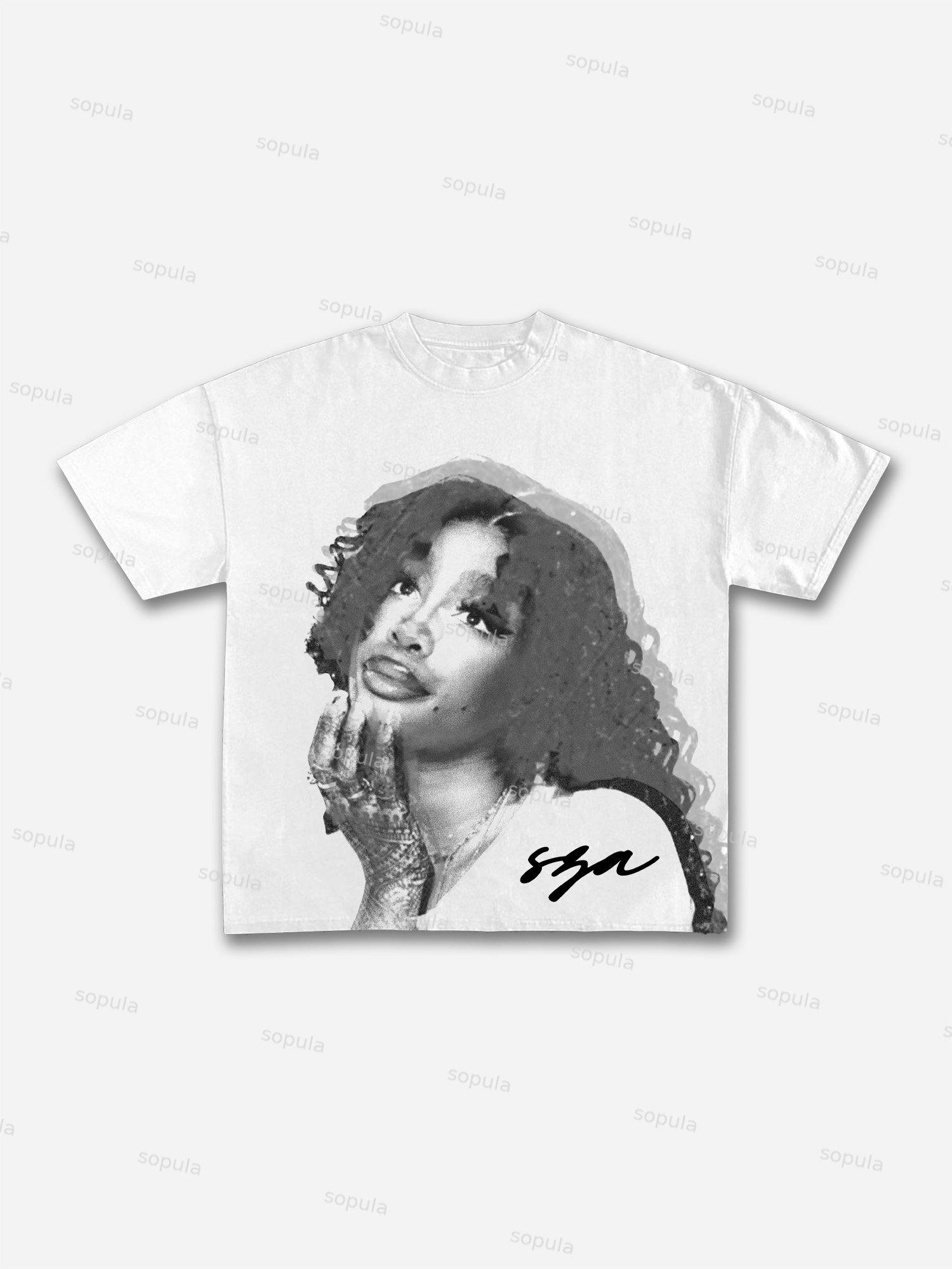 Vintage Sza Graphic Cotton T-shirt Product Image