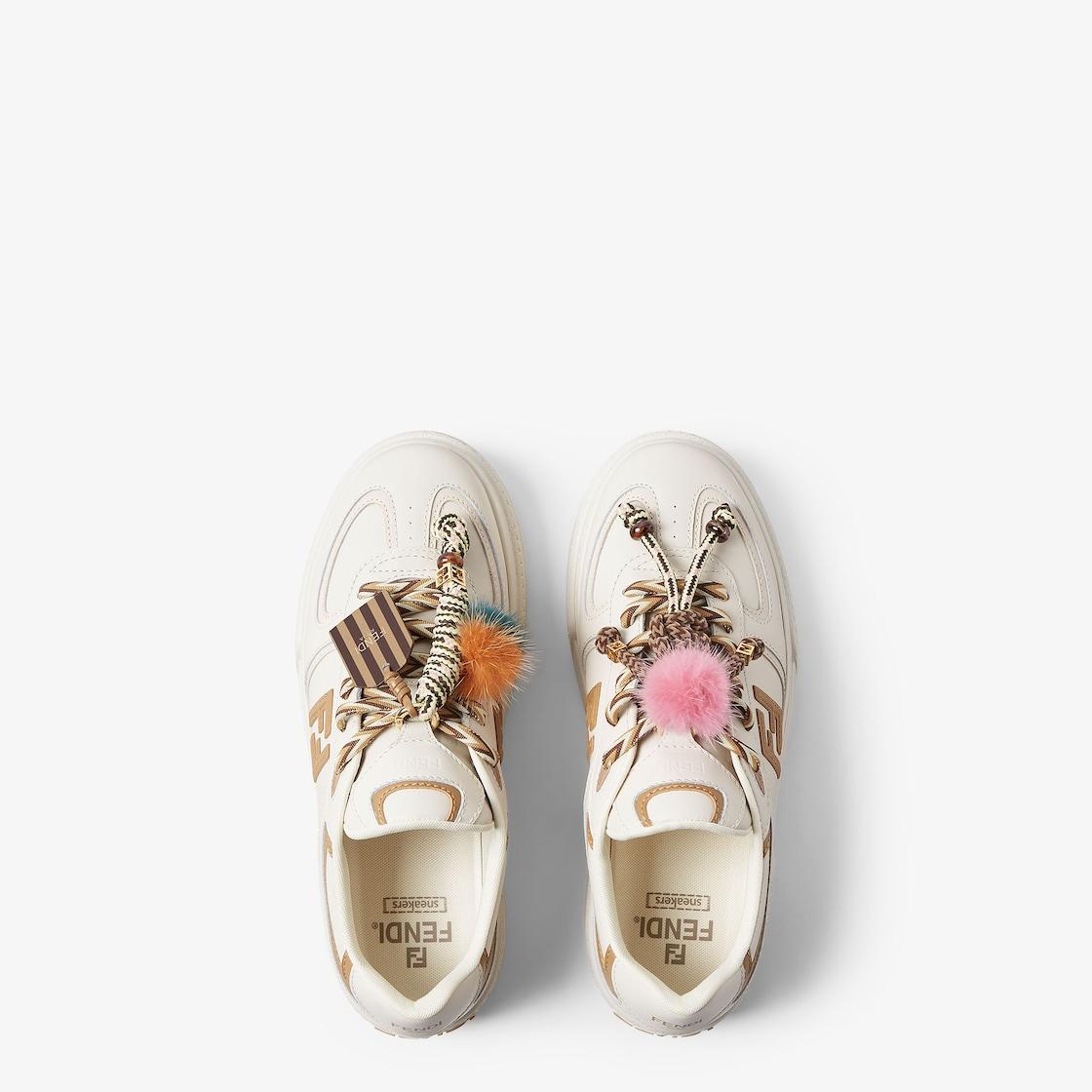 Fendi Match Low top platform shoes in white leather with charm Product Image