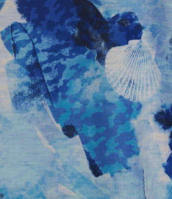 Allison Daley Petite Size Shell Melange Print 3/4 Sleeve Crew Neckline Knit Top Product Image