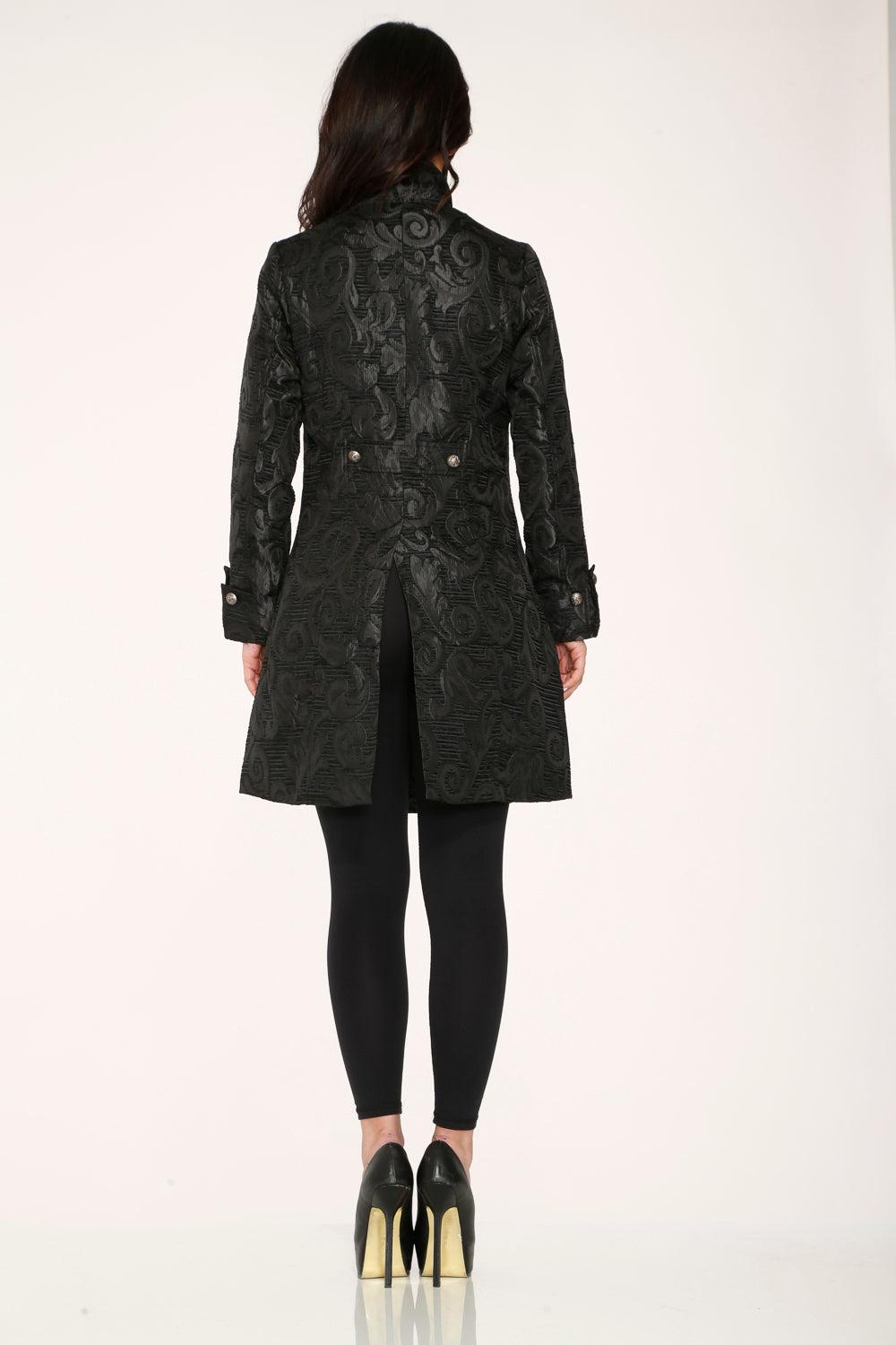 Black Brocade Women's Coat Female Product Image