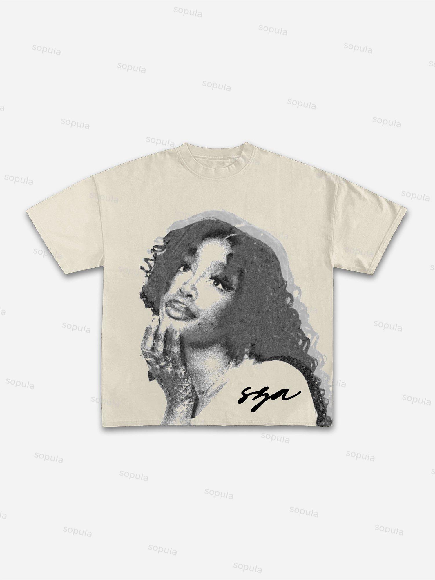 Vintage Sza Graphic Cotton T-shirt Product Image