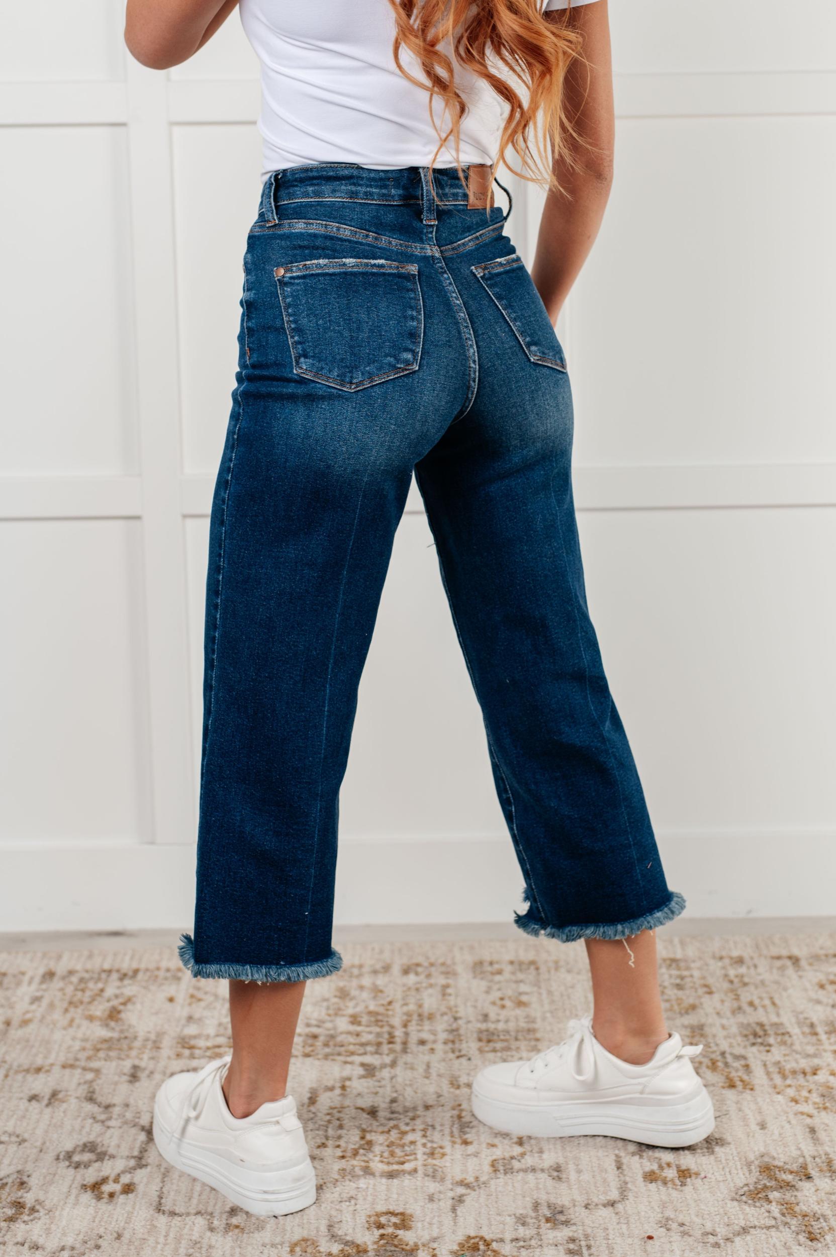 Janice High Rise Button Fly Wide Leg Crop Jeans (Online Exclusive) Product Image