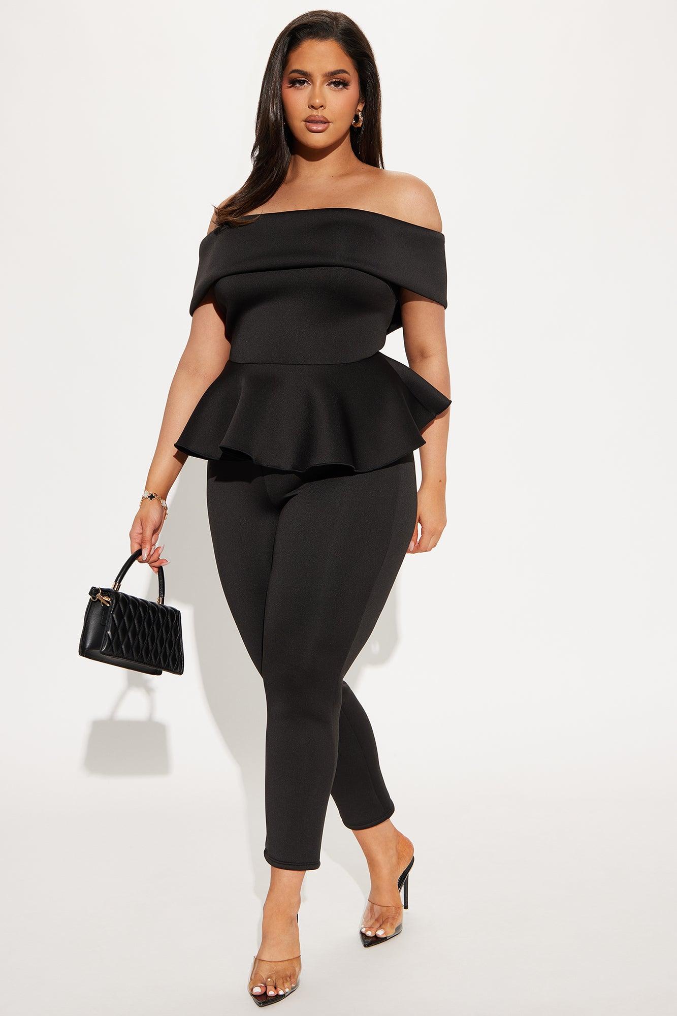 My Pretty Peplum Pant Set - Black Product Image