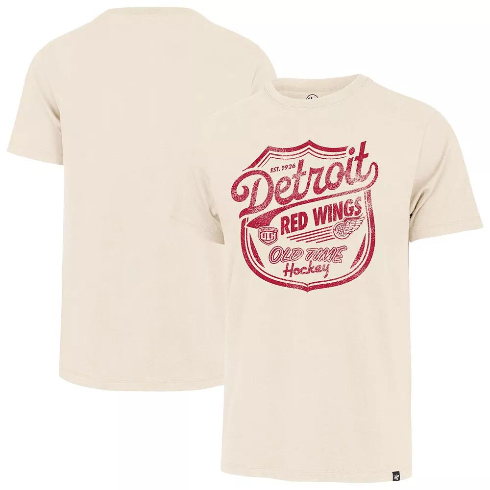 Men's '47 Cream Detroit Red Wings Poke Check Franklin T-Shirt,  Product Image