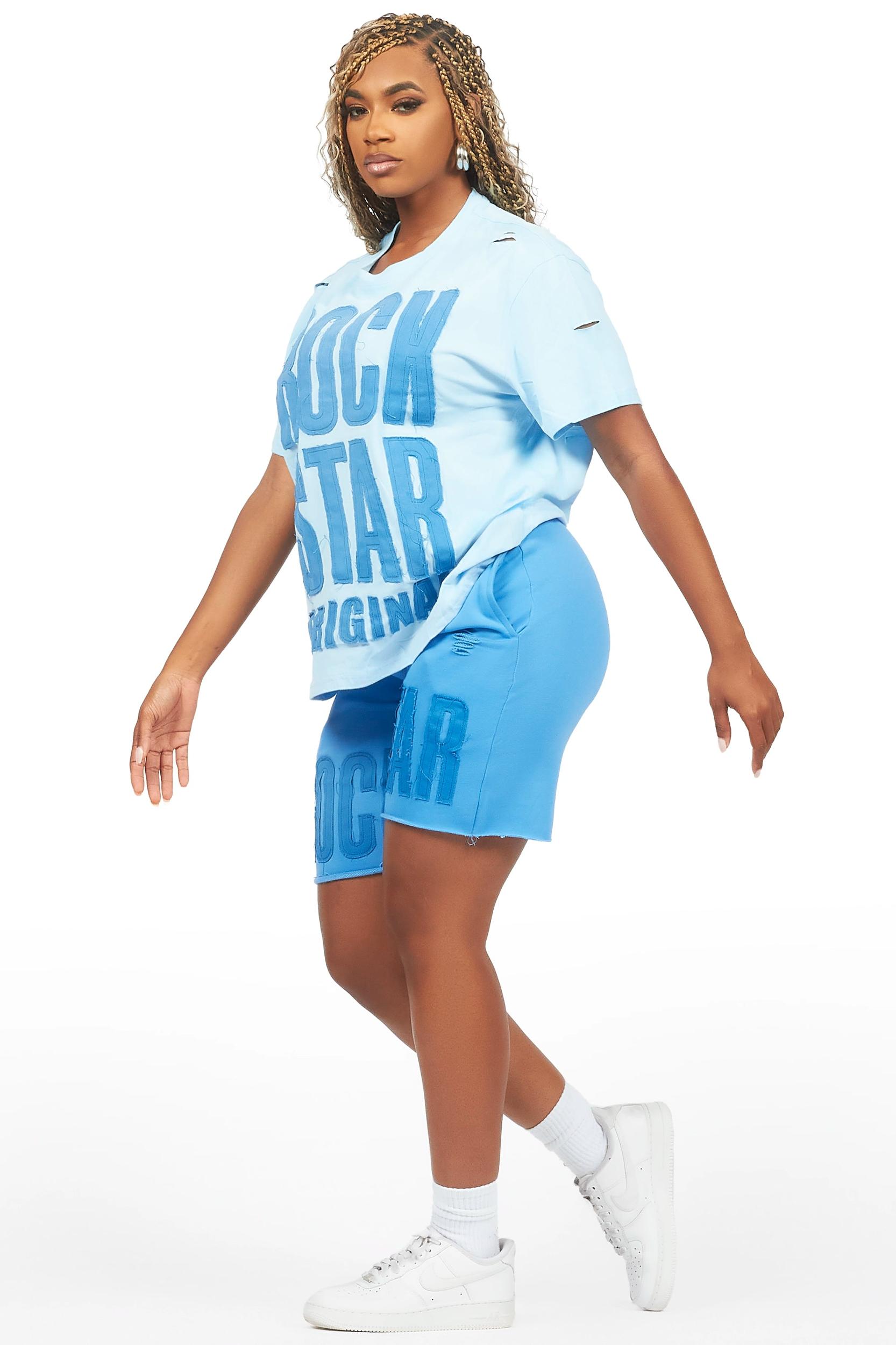 Shantrice Blue T-Shirt Short Set Female Product Image