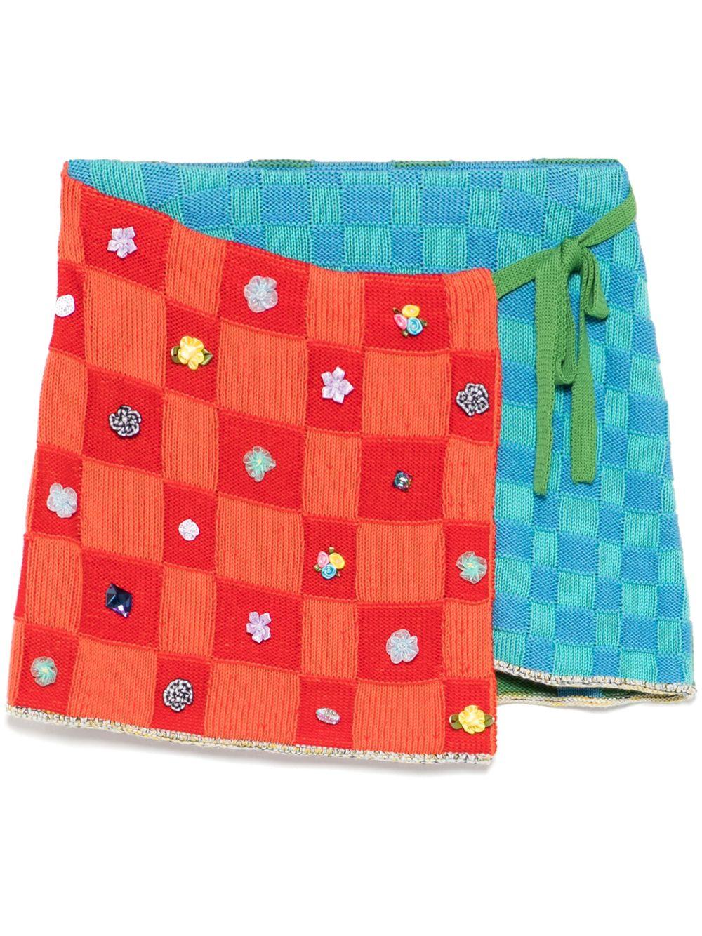 embellished check wrap mini skirt Product Image