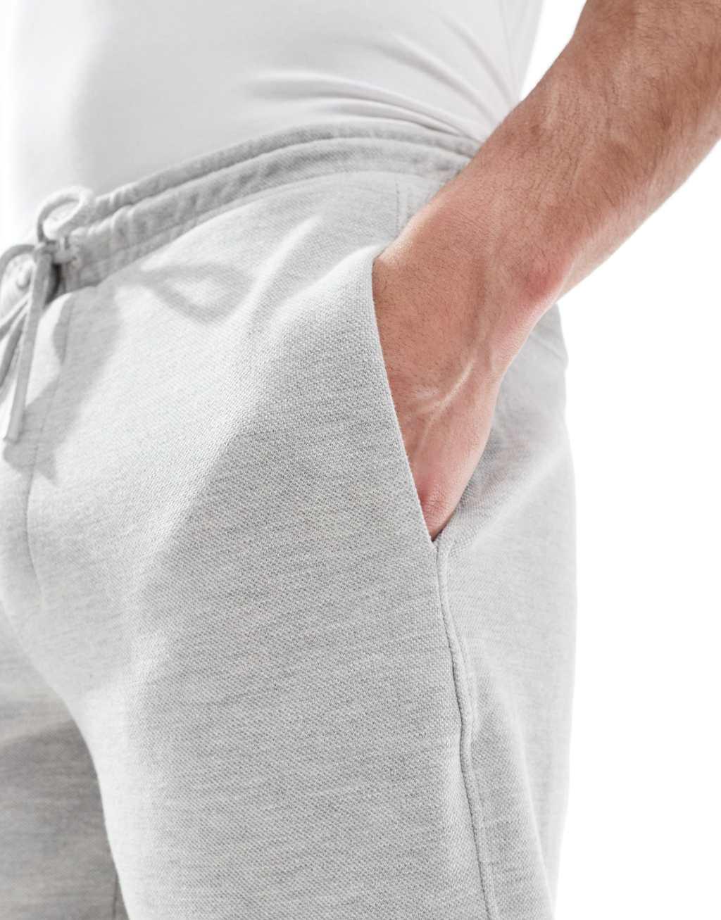 Pull&Bear pique jersey shorts in dark gray Product Image