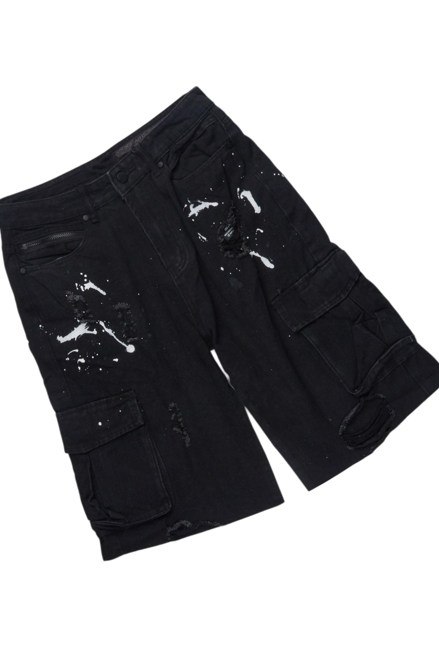 Bubble Black/White T-Shirt/Denim Short Set Male Product Image