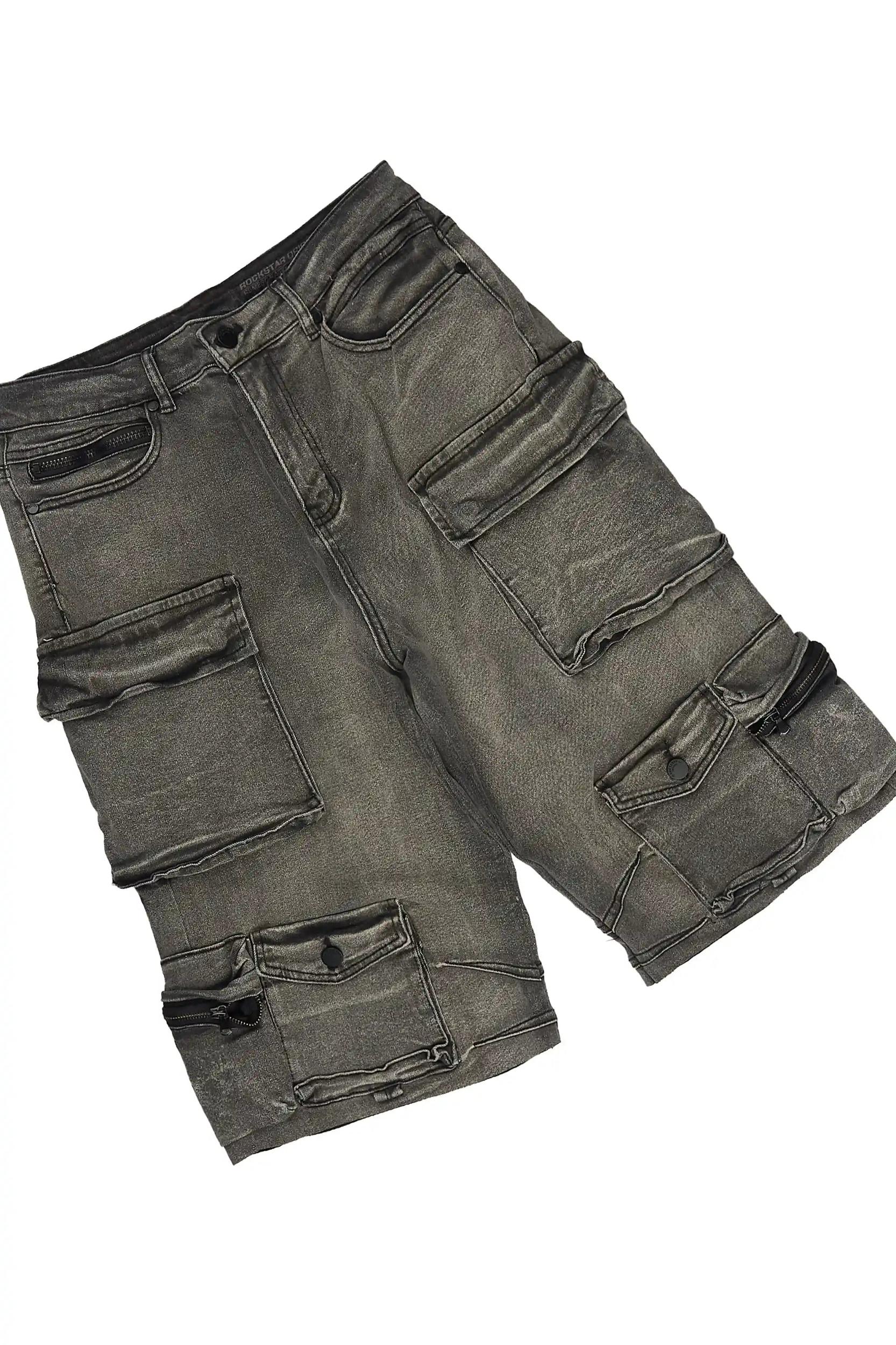 Kingston White/Grey Graphic T-Shirt & Mahesh Baggy Cargo Jean Short Set Male Product Image