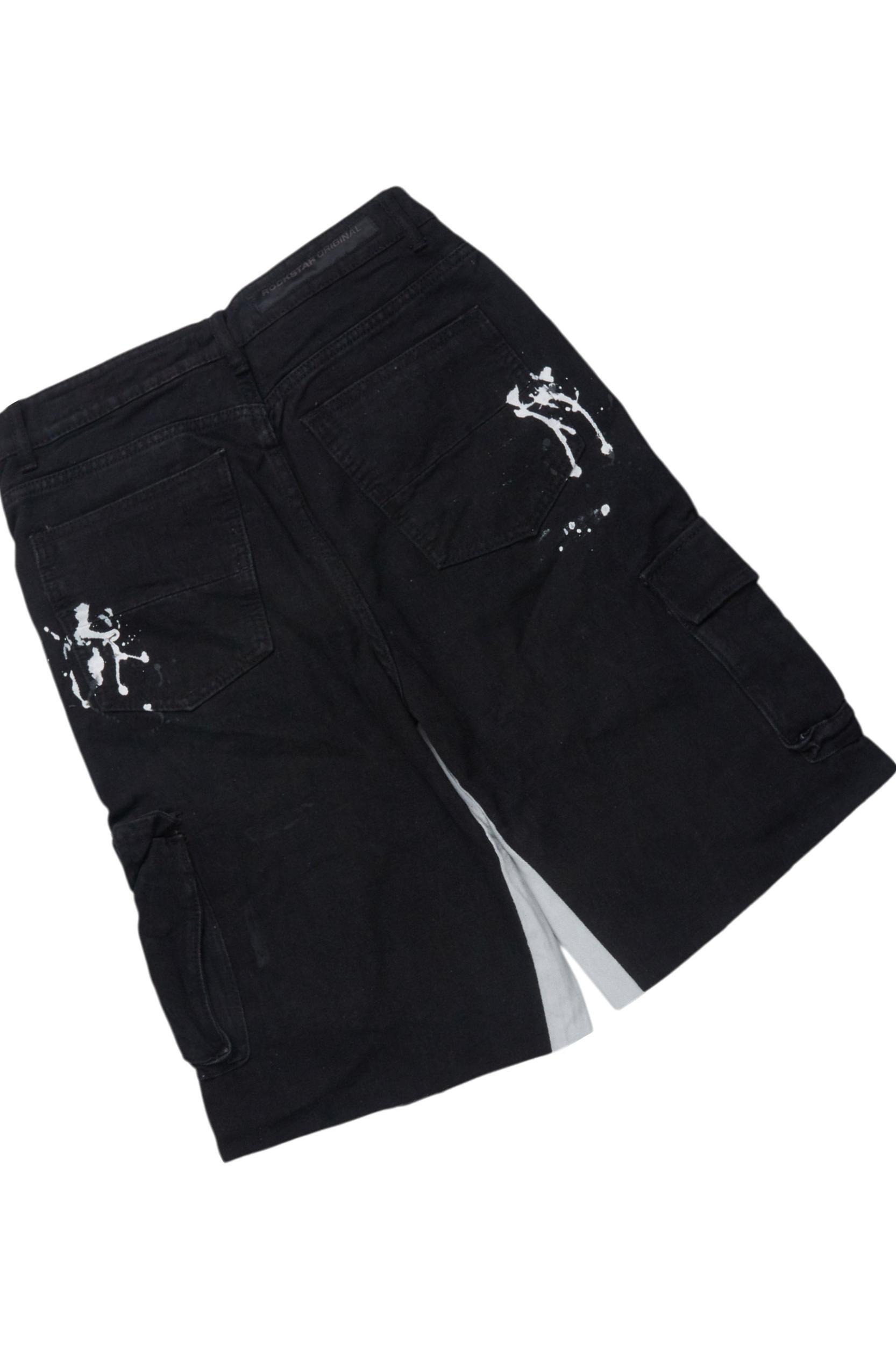 Bubble Black/White T-Shirt/Denim Short Set Male Product Image