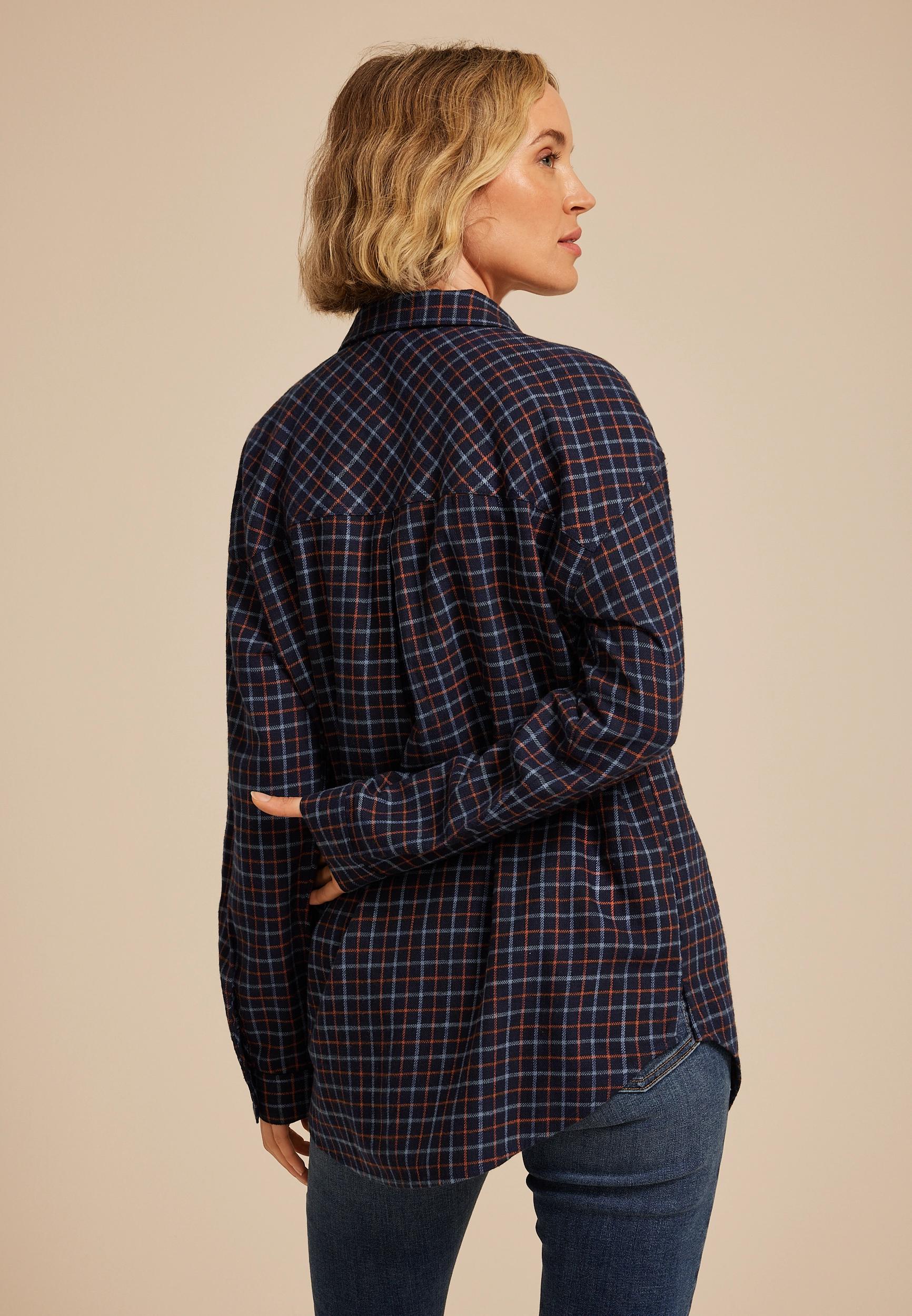 Cabin Plaid Boyfriend Tunic Button Down Shirt Product Image