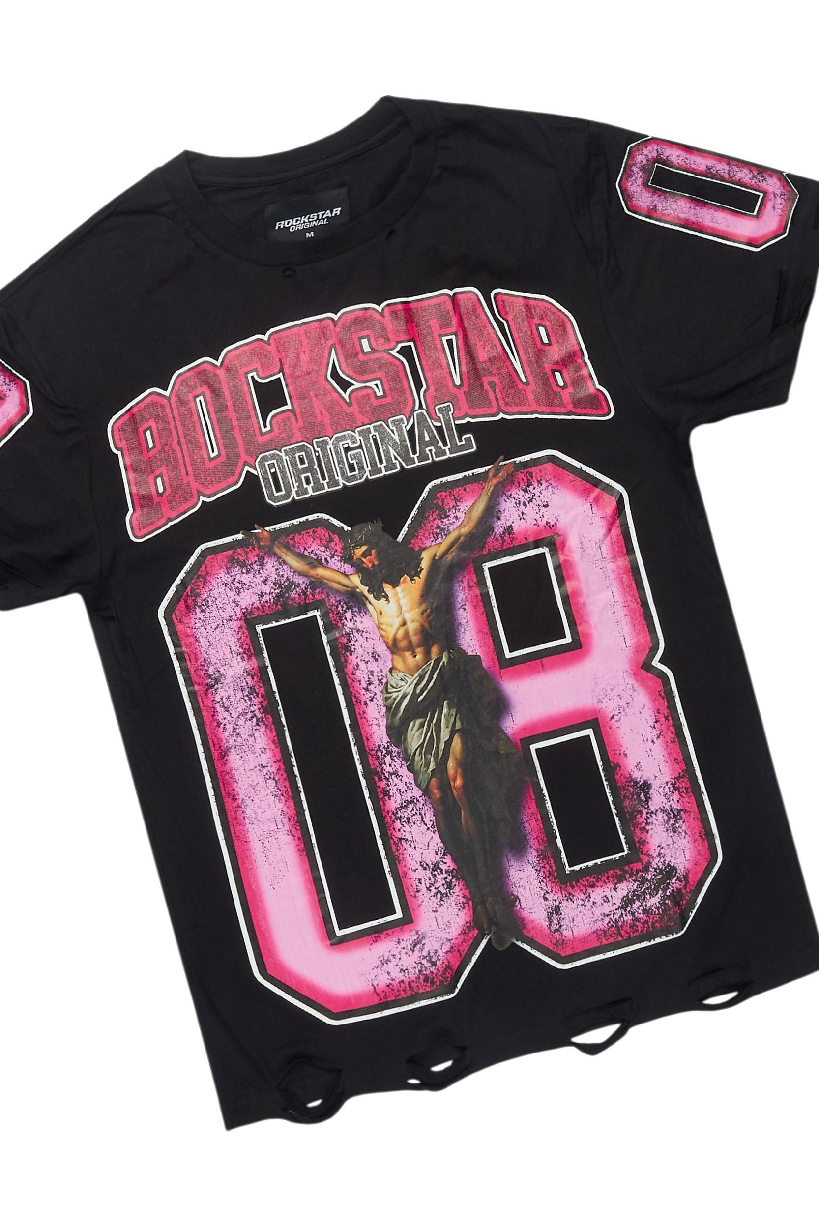 Fields Black T-Shirt/Nello Painted Super Stacked Flare Jean Set Male Product Image