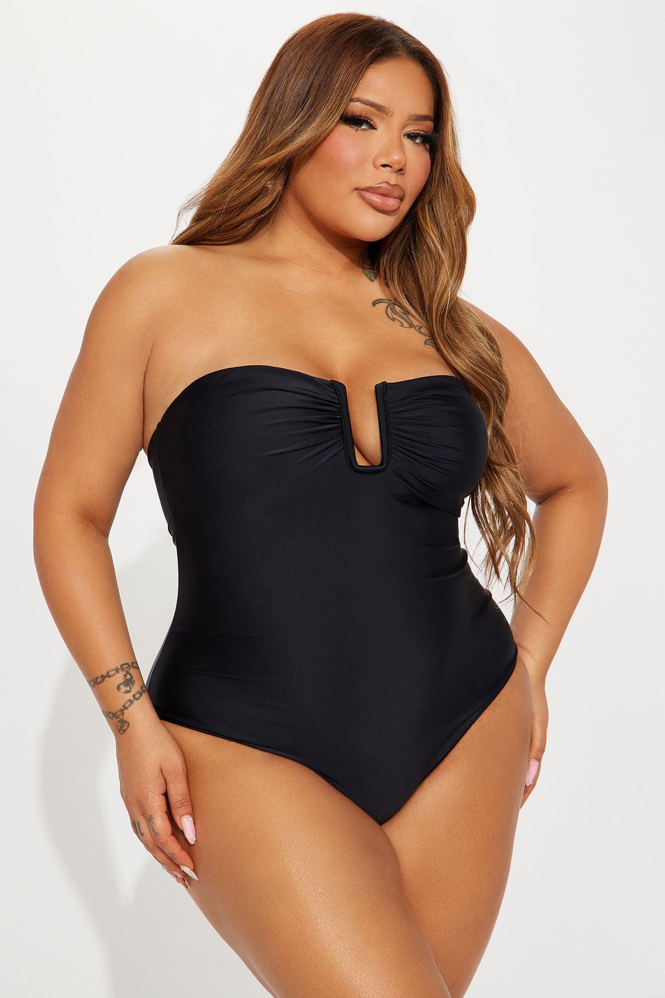 Laila Square Wire 1 Piece Swimsuit - Black Product Image