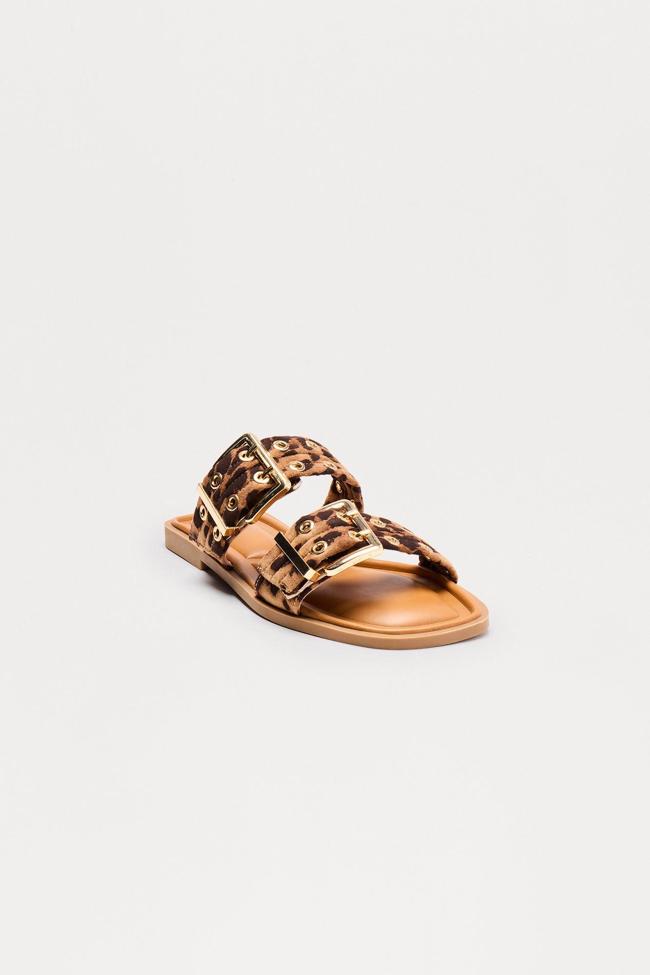 Zuma Buckle Slip On Sandals - Leopard Female Product Image