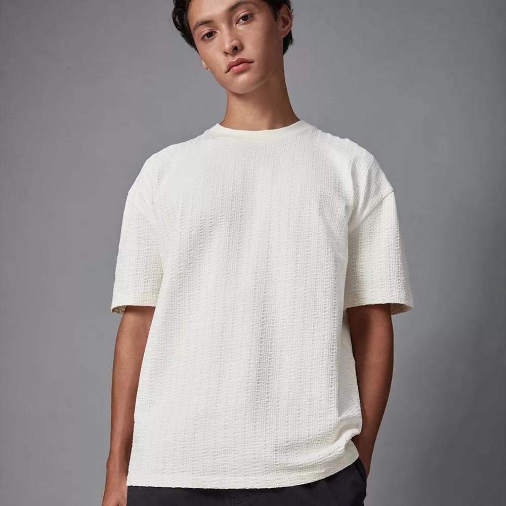 Men's NEXT Ecru Seersucker T-Shirt, Size: XL, White Product Image