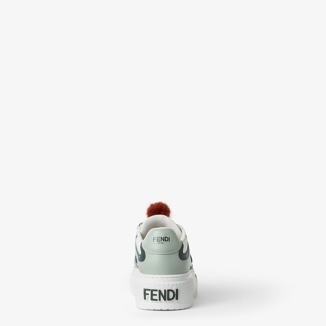 Fendi Match Low top platform shoes in green leather with charm Product Image