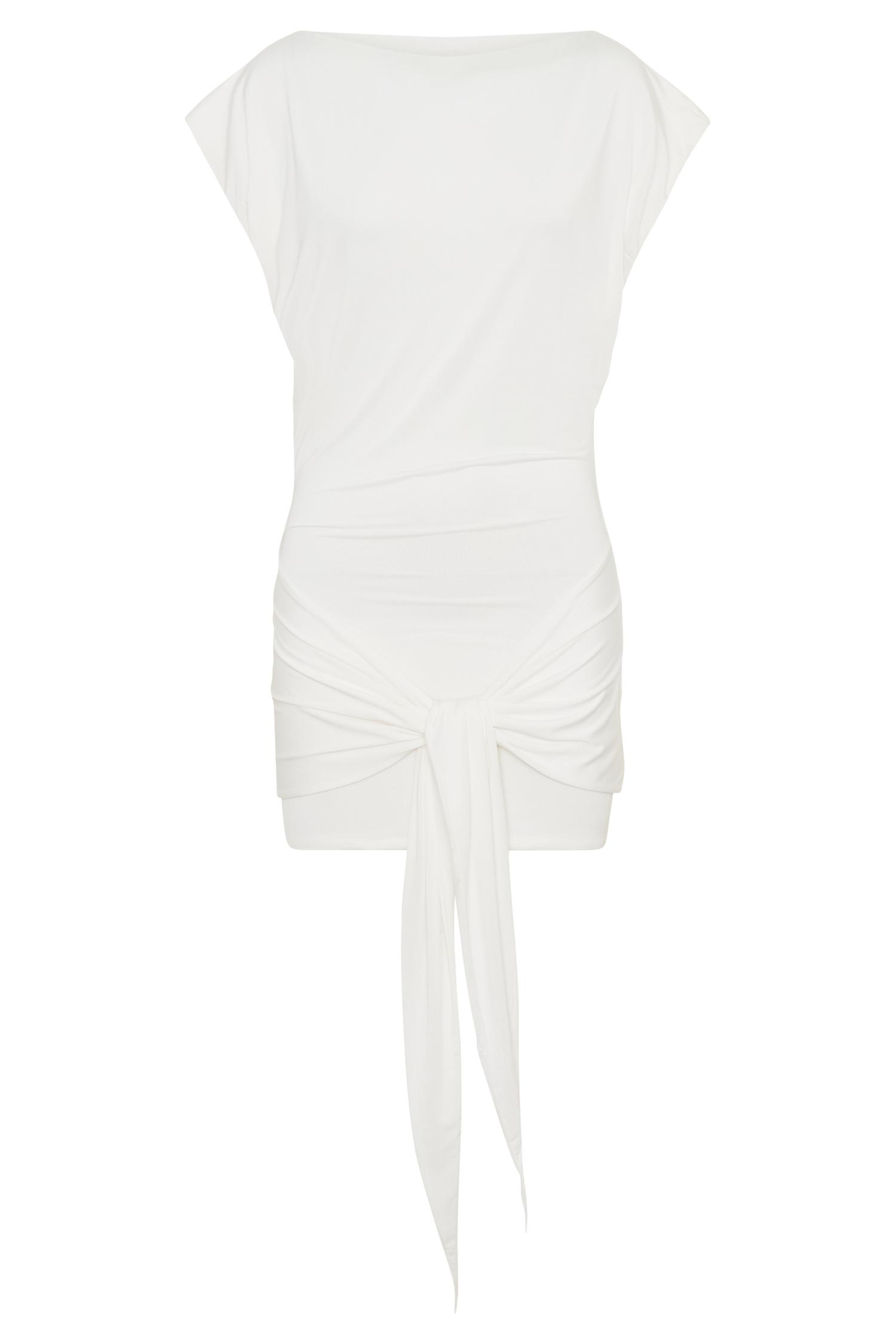 Maiara Shortsleeve Slinky Tie Mini Dress - White Product Image
