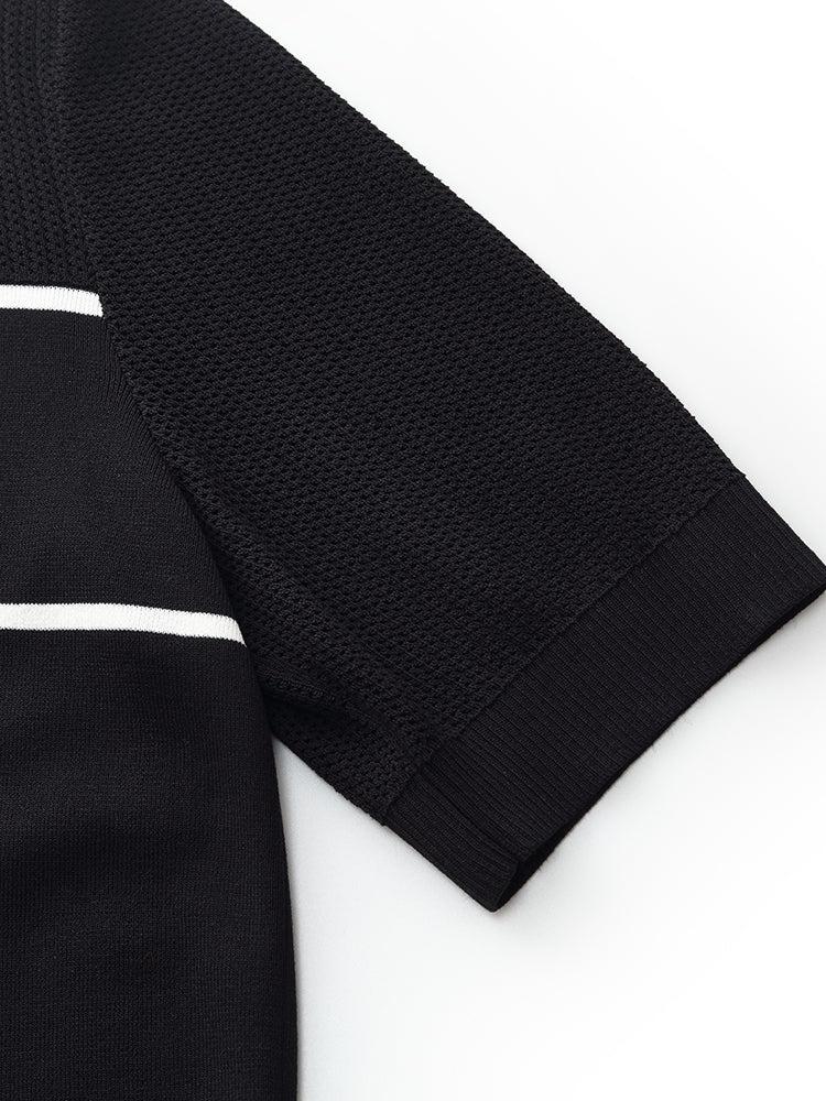 Contrast Stitch Knit Top And Skirt Two-Piece Set Product Image