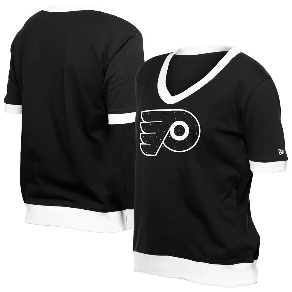 Women's New Era Black Philadelphia Flyers Game Day Rhinestuds T-Shirt,  Product Image