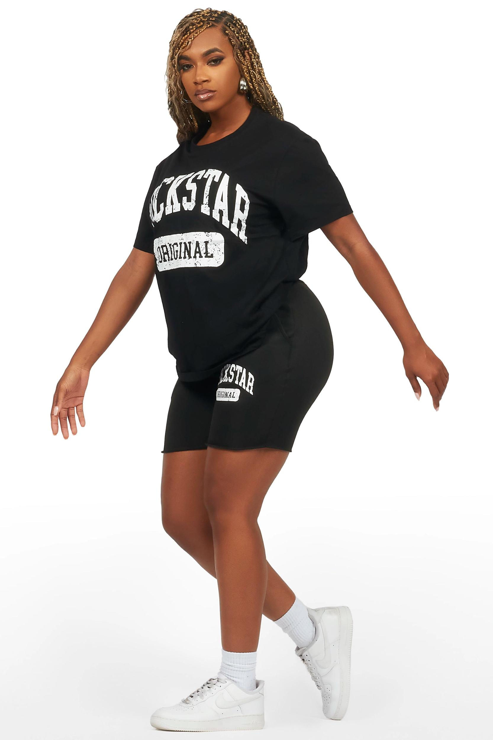 Javonuna Black T-Shirt Short Set Female Product Image