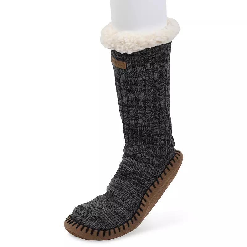 GaaHuu® Faux Shearling-Lined Men's Slipper Socks, Black Buffalo Check Product Image