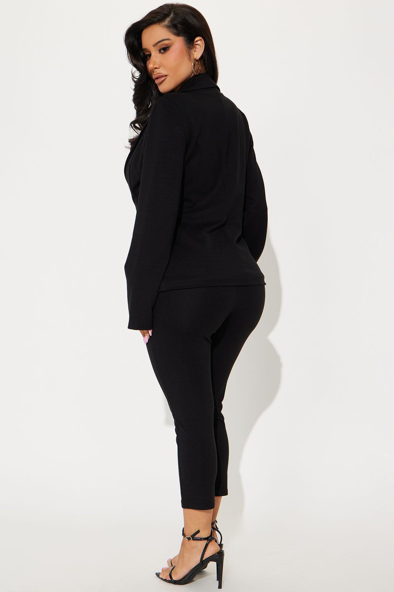 The Mia Double Lined Ponte Blazer Capri Set - Black Product Image