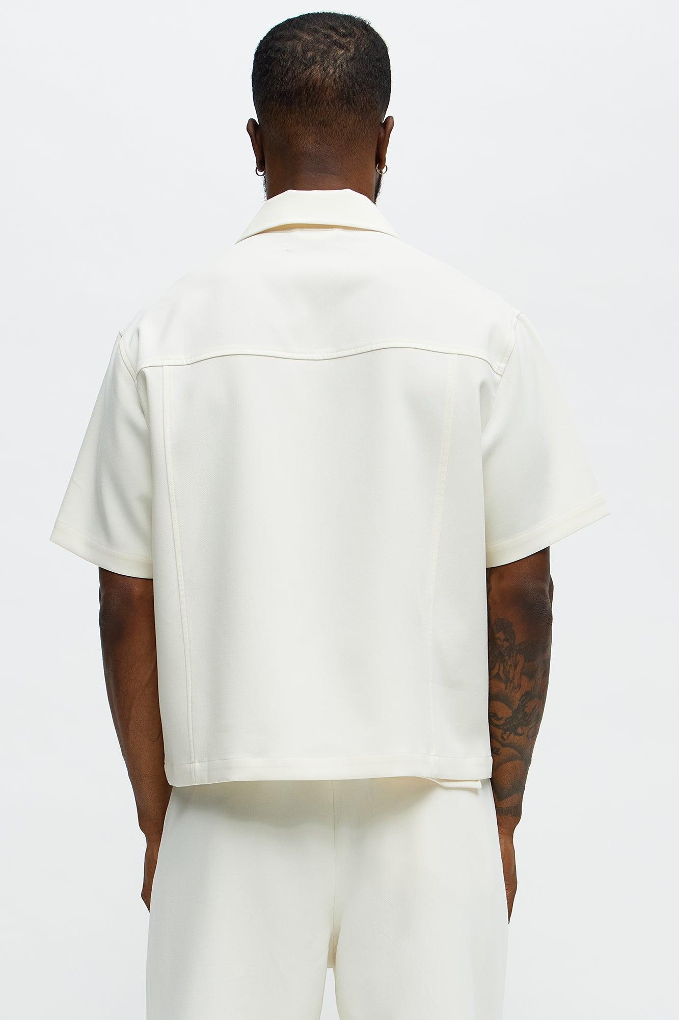 Cropped Ronan Weekender Button Up Shirt - Cream Male Product Image