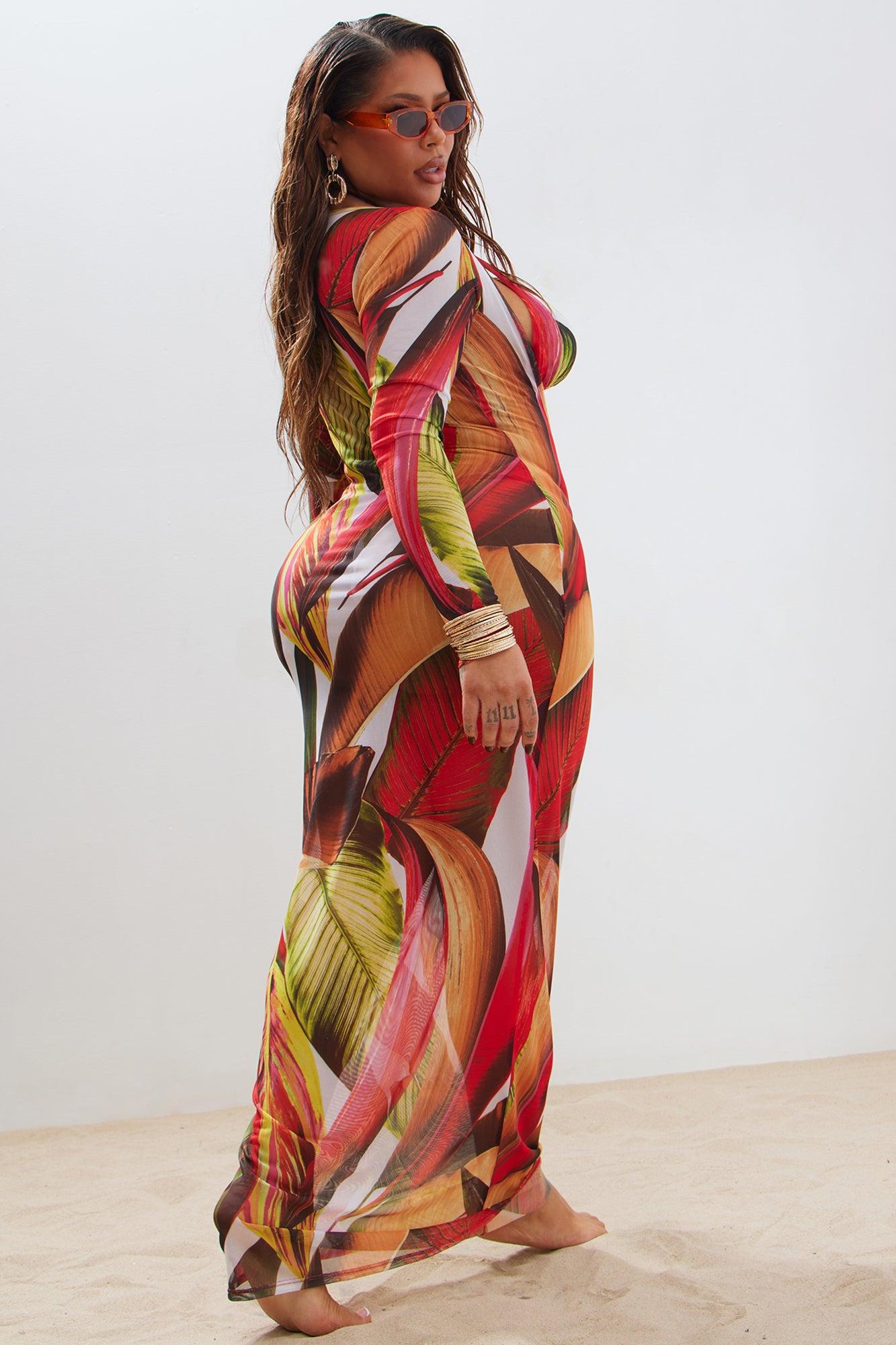 Summers In Tulum Mesh 3 Piece Sunsuit Set - Multi Color Product Image