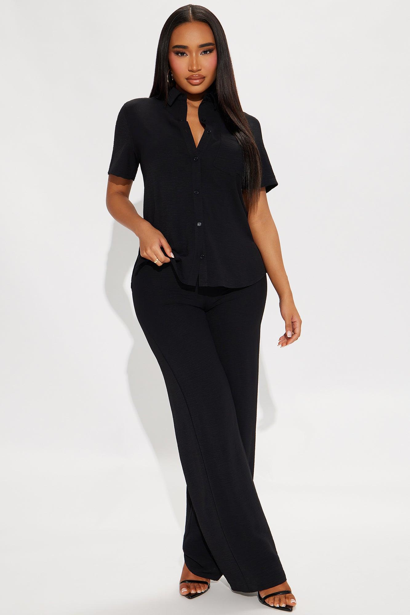 Makenzie Short Sleeve Pant Set - Black Product Image
