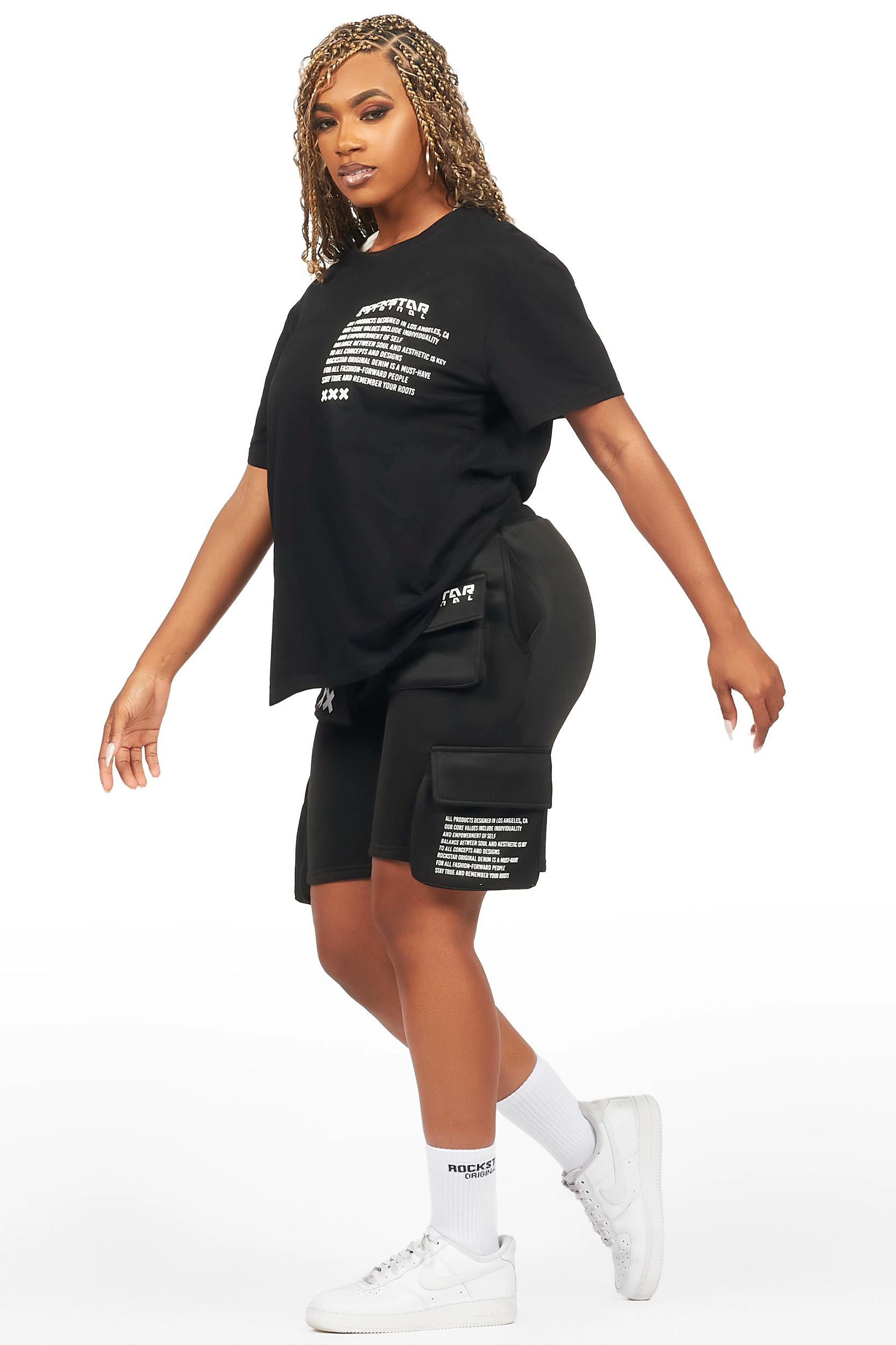 Neusa Black T-Shirt Cargo Short Set Female Product Image