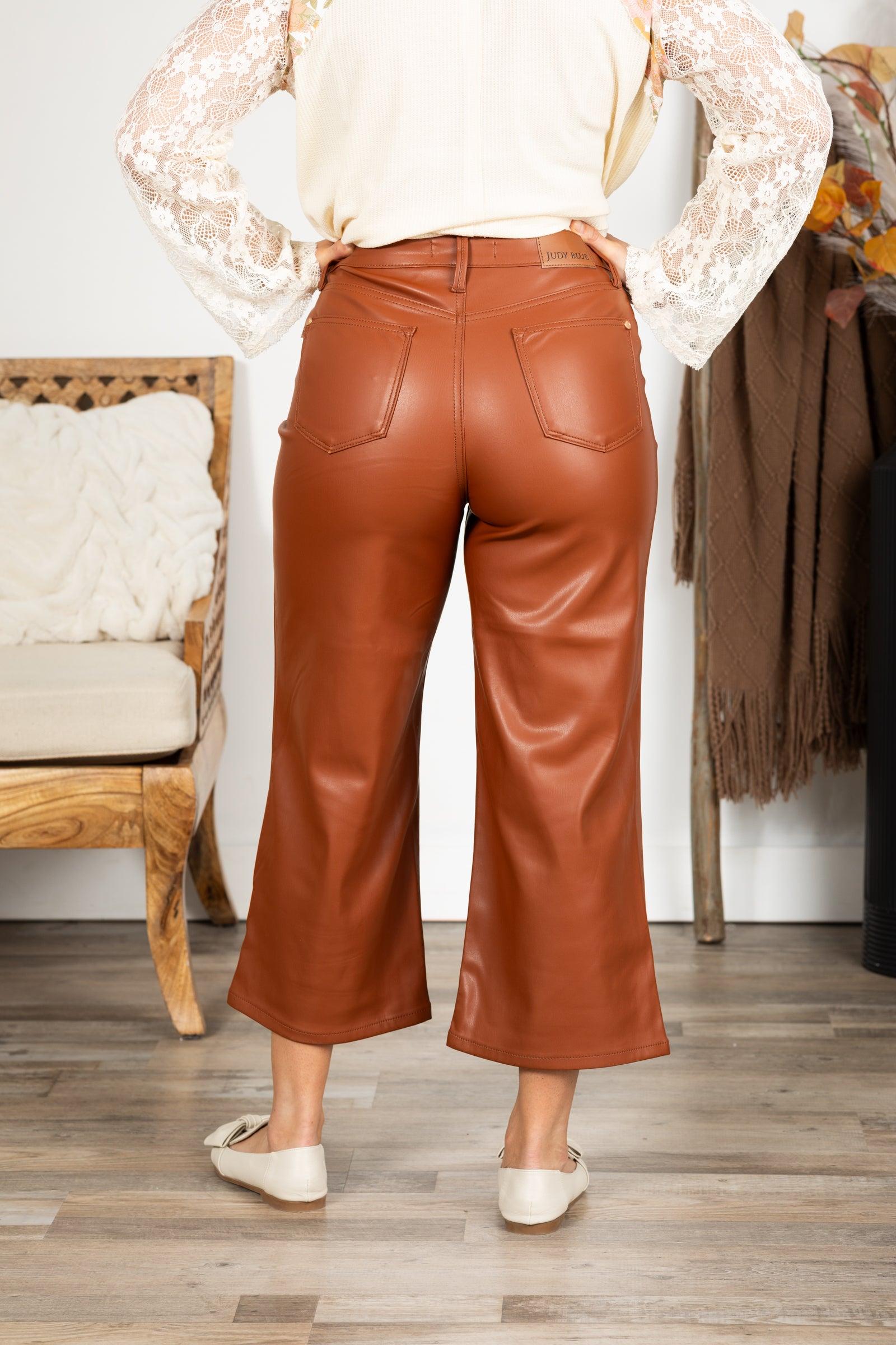 Tummy Control Faux Leather Crop Pant Product Image