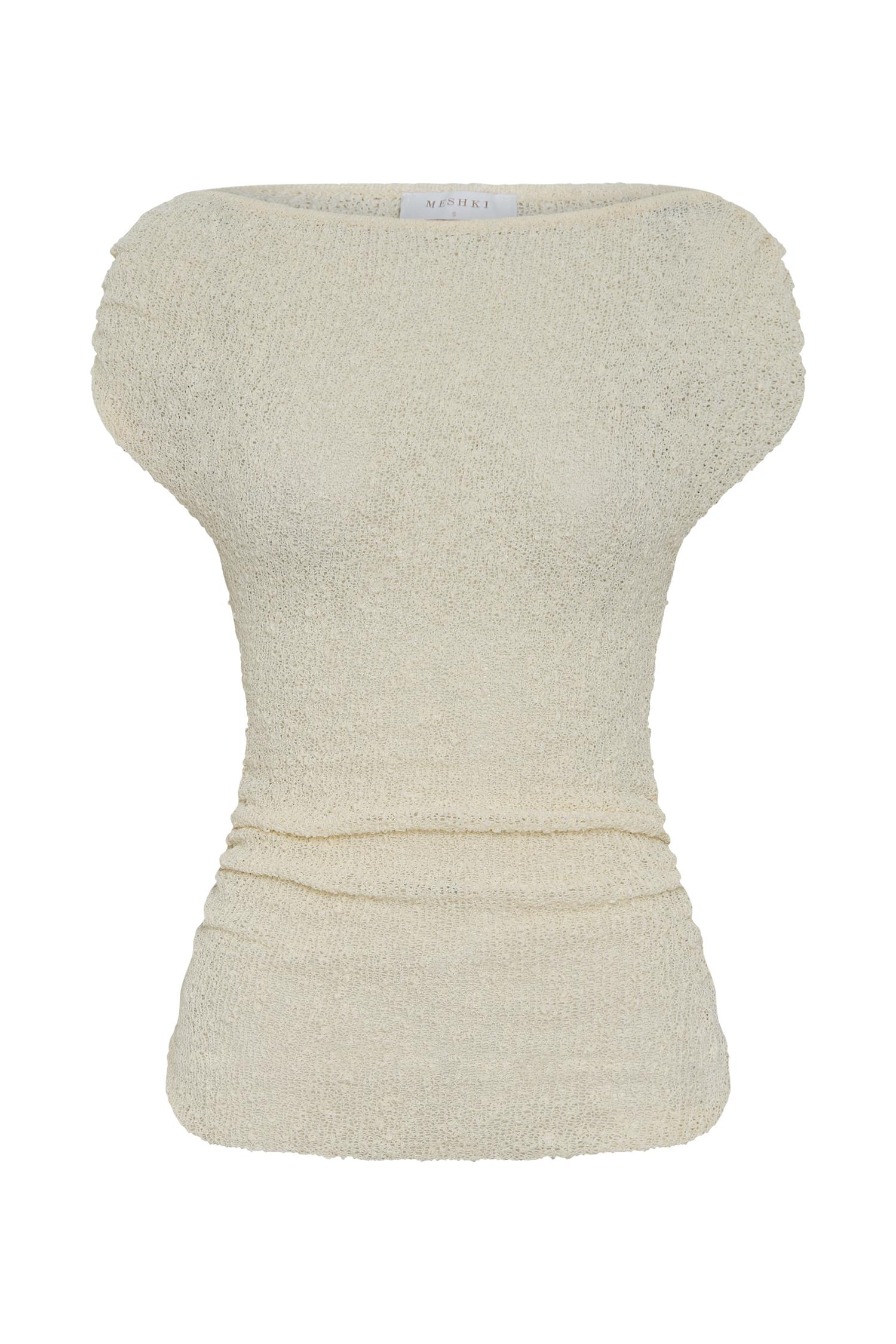Chloe Off Shoulder Boucle Knit Top - Ivory Product Image