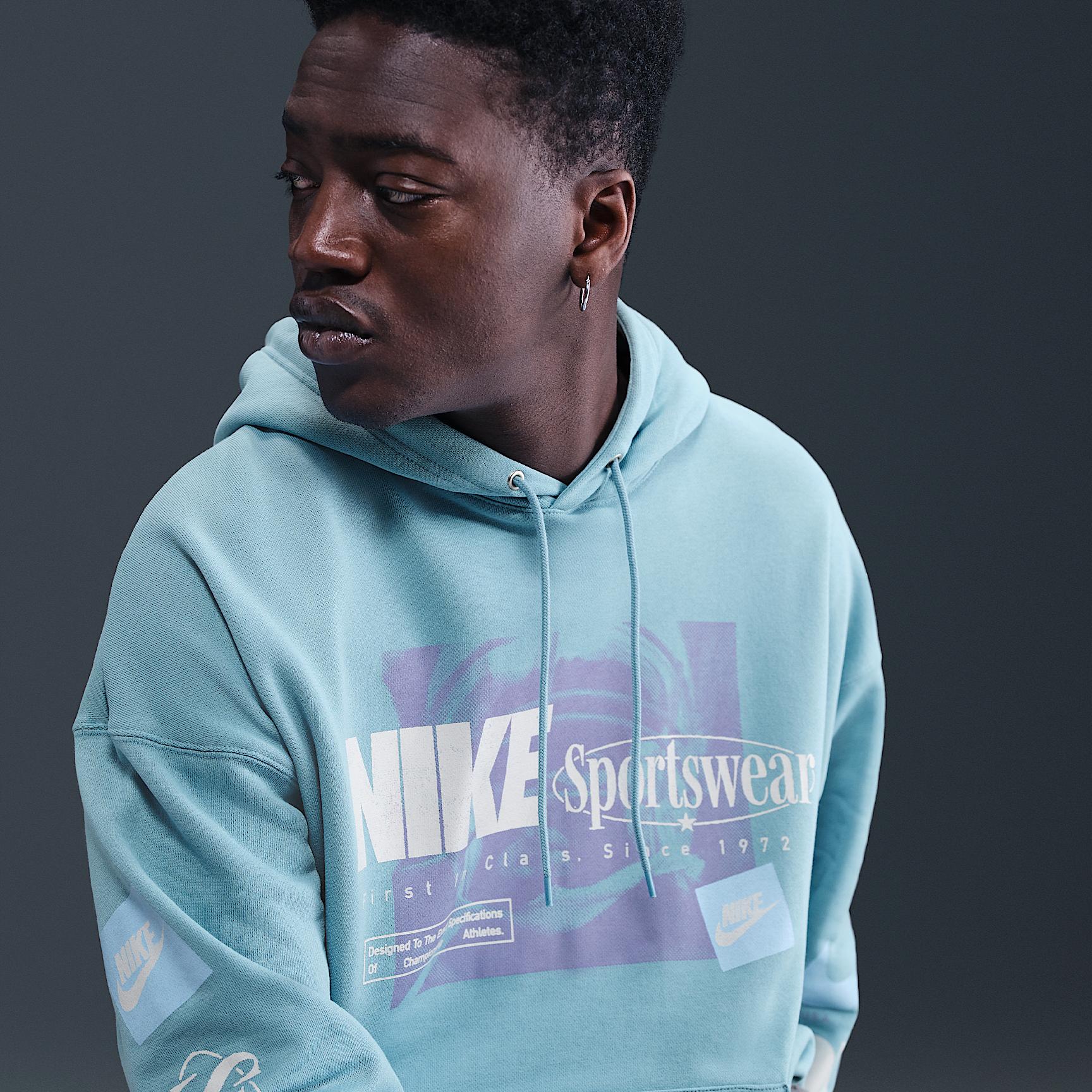 Nike Mens Club Oversized French Terry Pullover Hoodie | IB8257-464 Product Image