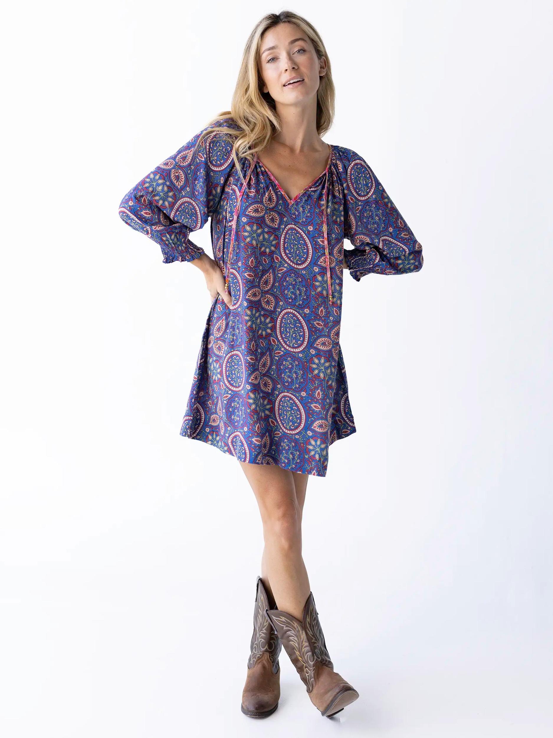 April Mini Dress - Blue Mauve Floral Product Image